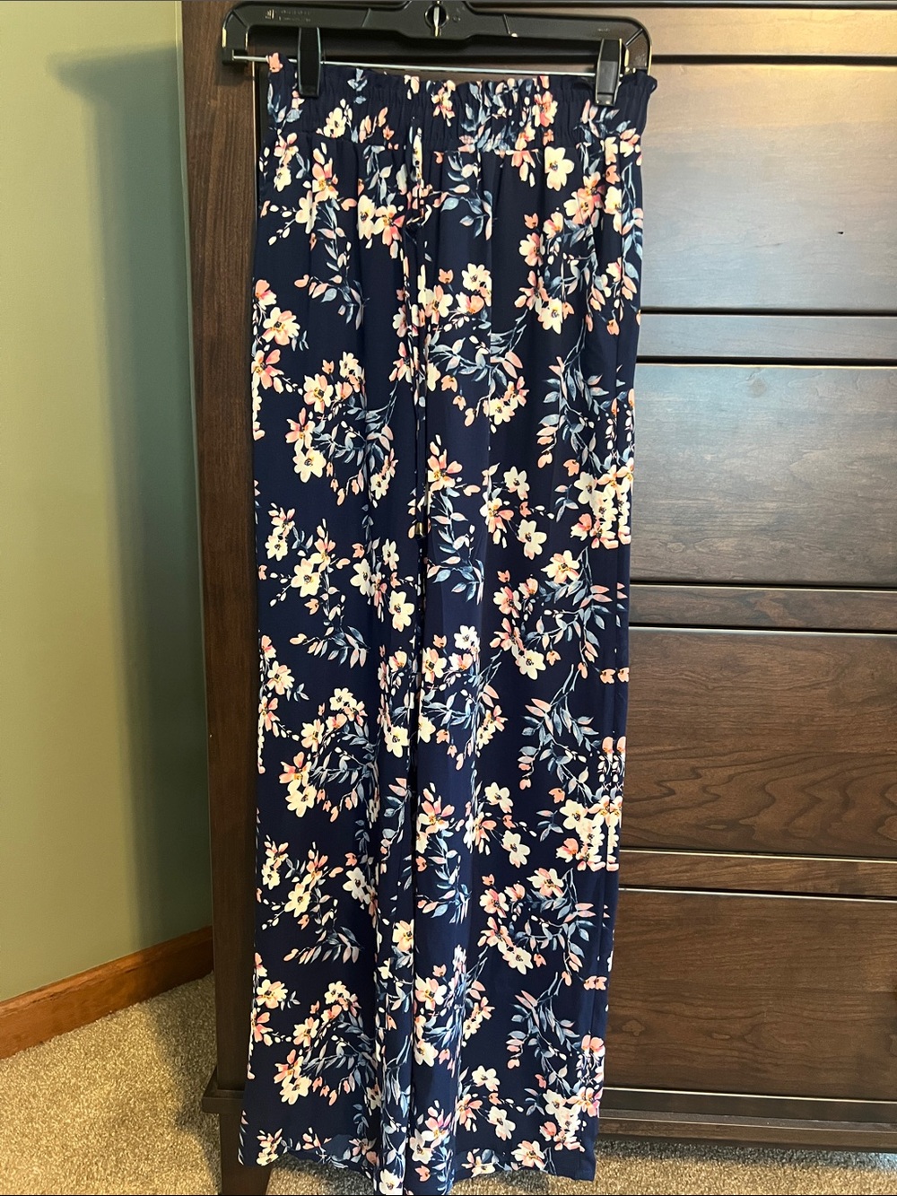 Joe B Navy Floral Maxi Skirt with Pink and Cream Flowers